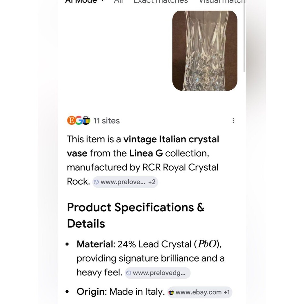 #2270** “4x8”Vintage 80’s  Clear Cut Crystal Vase - Clear - Picture 5 of 15